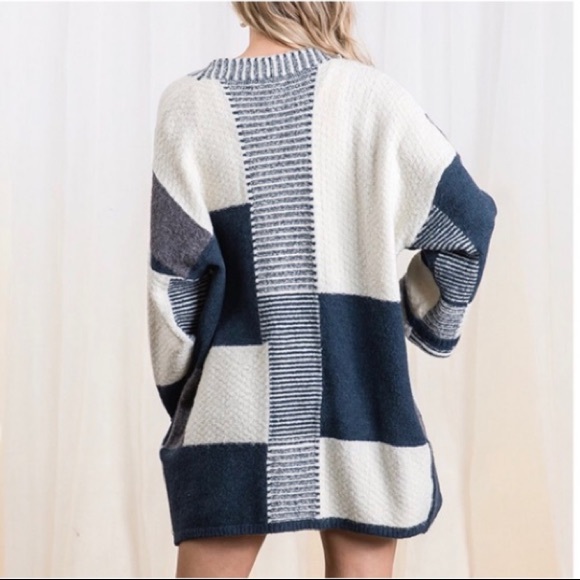 CES FEMME Oversized Block Knit Sweater Cardigan - Size S/M - Picture 5 of 8